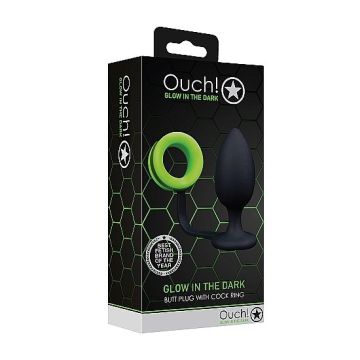 Buttplug met Cockring - Glow in the dark