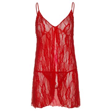 Romantische Babydoll & String - Rood