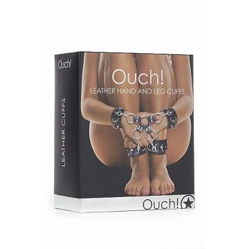 Zwart Leren Hogtie met Hand- en Enkelboeien