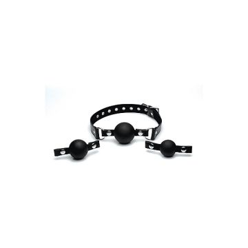 Verwisselbare Siliconen Ball Gag Set - Zwart