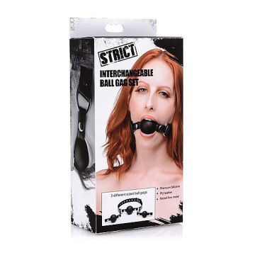 Verwisselbare Siliconen Ball Gag Set - Zwart