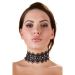 Zwarte geborduurde halsband met steentjes Zwarte geborduurde halsband met steentjes