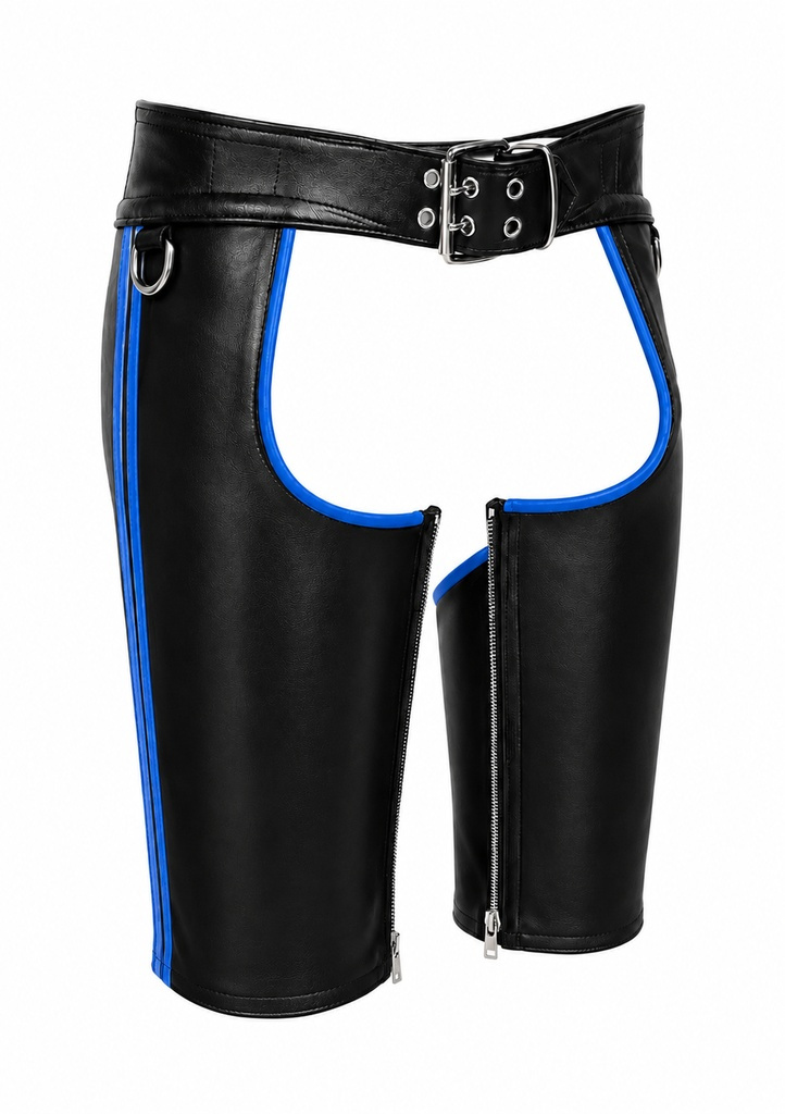 MisterMitch Leren Chaps - Zwart/Blauw