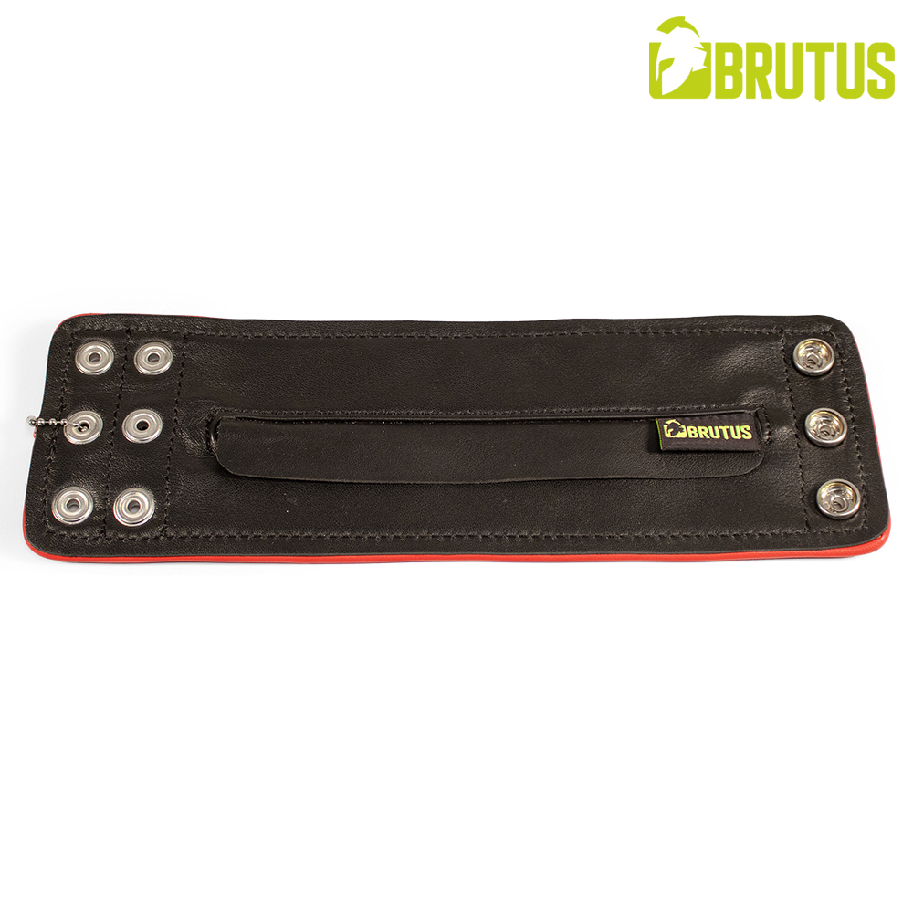  BRUTUS Leren Polsportemonnee met Rits - Zwart/Rood