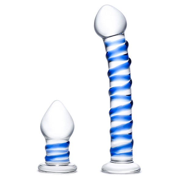 Glazen Dildo en Buttplug Set Glass Swirly