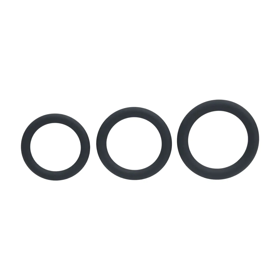 Silicone Cockring Set van 3 L/XL/XXL - Zwart